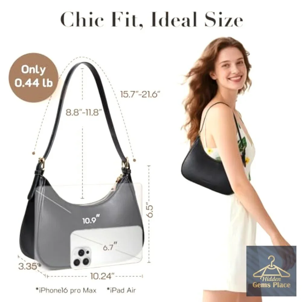 Small Vegan Leather Hobo Shoulder Bag with Adjustable Strap for Daily Use